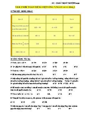 Đề thi Violympic Toán lớp 3 vòng 7 lần 2 - Năm 2016-2017 - Hà Thị Mỹ Phượng